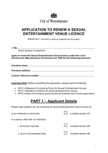 application to renew a sexual entertainment venue licence