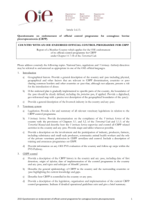 Questionnaire for CBPP official control programme