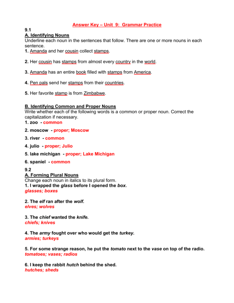 answer key unit 9 grammar practice