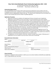 United Methodist Church Scholarship Application 2014