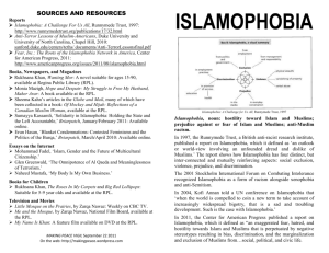 SOURCES AND RESOURCES Reports Islamophobia: A Challenge