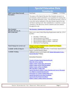 Special Education Data Standards Update (01-17-14)