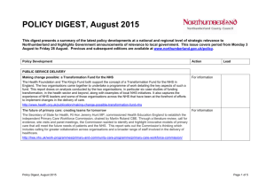 Policy Digest, August 2015 - Northumberland County Council