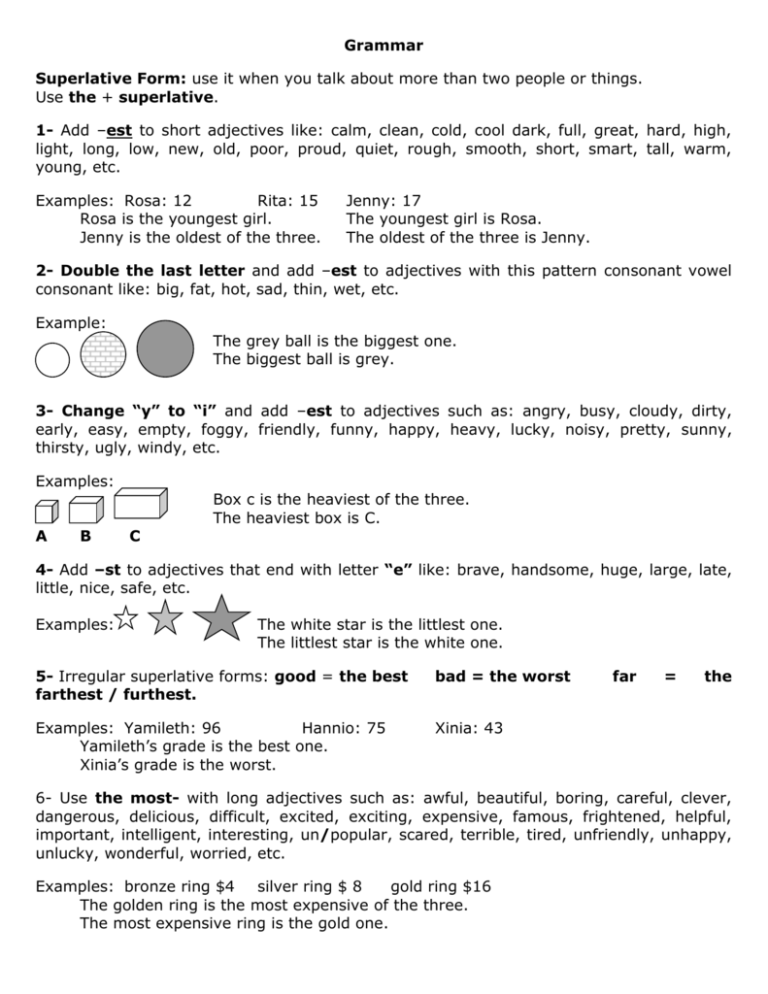 Superlative And Other Comparative Forms 