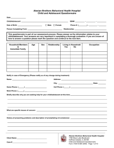 Child & Adolescent Patient Questionnaire