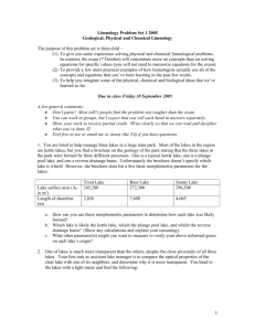 Limnology Problem Set 1