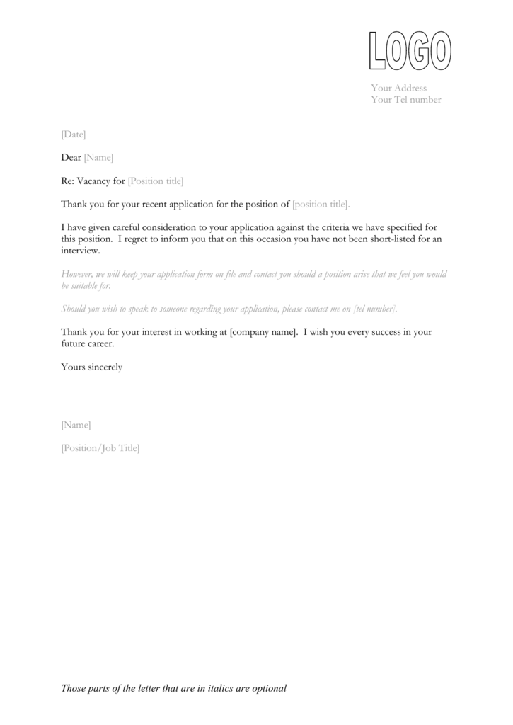 Thank You Letter After Unsuccessful Interview from s3.studylib.net