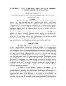 Inter-Market And Seasonal Variation In Prices