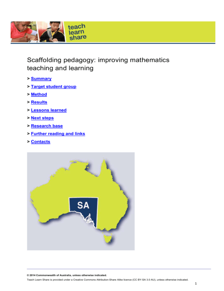 Scaffolding pedagogy: improving mathematics teaching and learning