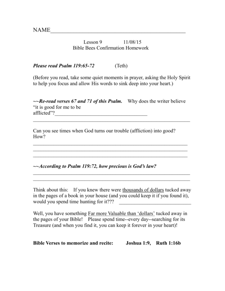 Lesson 9 Psalm 119 65