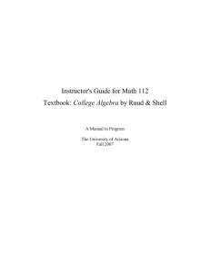 Instructor`s Guide for Math 110 Textbook