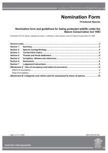 Nomination form and guidelines for listing protected wildlife under