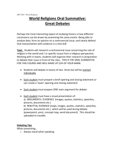 WORLD RELIGIONS: Oral Exam Instructions
