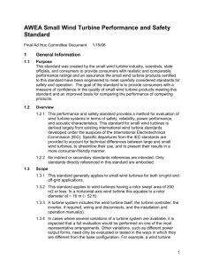 AWEA Small Wind Turbine Performance and Safety Certifi cation