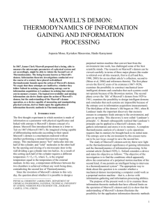 Maxwell`s demon: Thermodynamics on information gaining