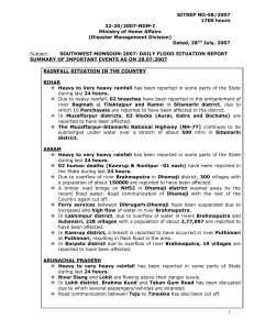Sitrep 28th July 2007 - National Disaster Management in India