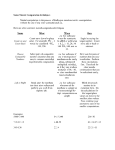 Some Mental Computation techniques