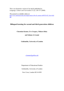 Bilingual learning for second and third generation children