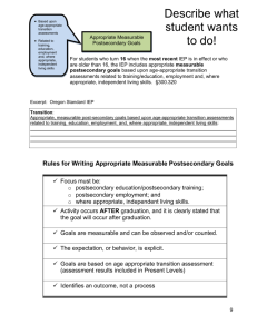 Appropriate Measurable Postsecondary Goals