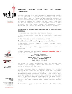 VERTIGO THEATRE Guidelines for Ticket Donations