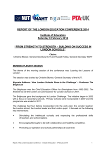 REPORT OF THE LONDON EDUCATION CONFERENCE 2014