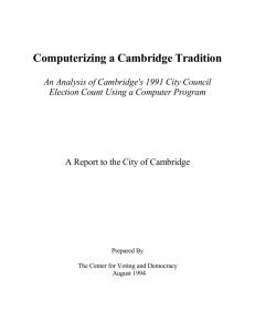 An Analysis of Cambridge`s 1991 City Council