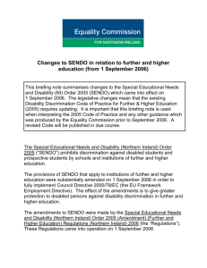 changes to SENDO in relation to further and higher education