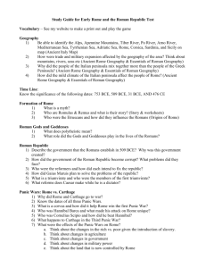 Study Guide for Early Rome and the Roman Republic Test