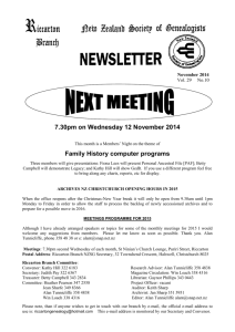November 2014 - New Zealand Society of Genealogists