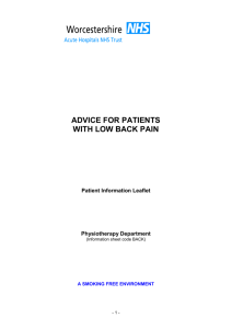 Low Back Pain - Stourport Health Centre Medical Practice