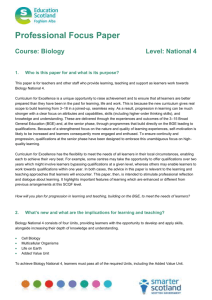 Professional Focus Paper: Biology - National 4