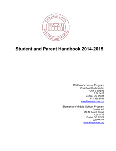 Student and Parent Handbook 2014-2015