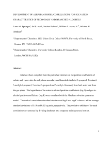 development of abraham model correlations for solvation
