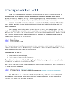 Creating a Data Tier Part 1
