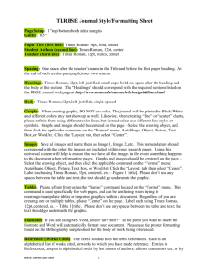 TLRBSE Journal Style/Formatting Sheet