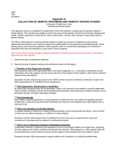 Appendix N - Collection of Genetic Specimens and Genetic Testing