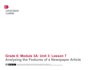 Grade 6: Module 3A: Unit 3: Lesson 7 Analyzing the Features of a