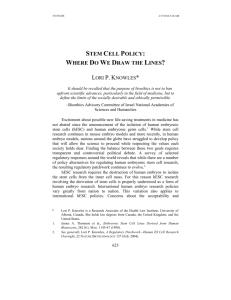 STEM CELL POLICY: