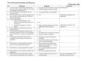 Water Restrictions and Questions