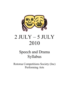 2 JULY – 5 JULY 2010 Speech and Drama Syllabus Rotorua