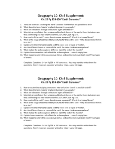 Ch 4 Set #1 Supplement from Earth Dynamics Ch.20