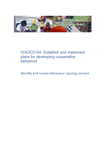 Identify and review behaviour causing concern