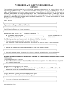 Worksheet and Guidance for CEIS Plan
