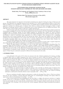 the role played by qur`an translations in steering public opinion