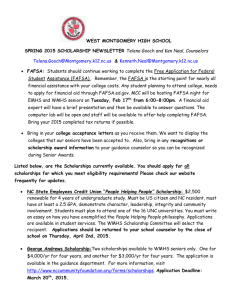 Scholarship Newsletter - Spring, 2015