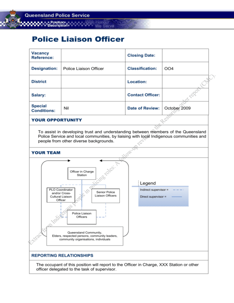 Position Description Police Liaison Officer