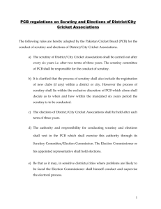 PCB regulations on Scrutiny and Elections of District/City Cricket
