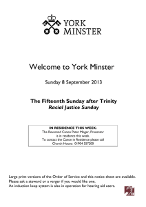 Welcome to York Minster Sunday 8 September 2013 The Fifteenth