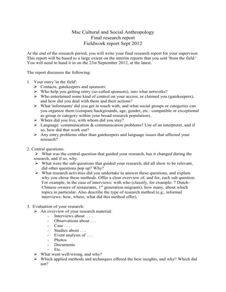Final Fieldwork Report