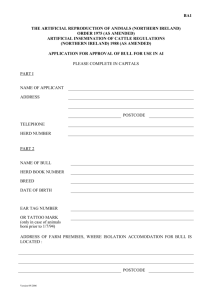 Application for approval of a bull for use in artificial insemination